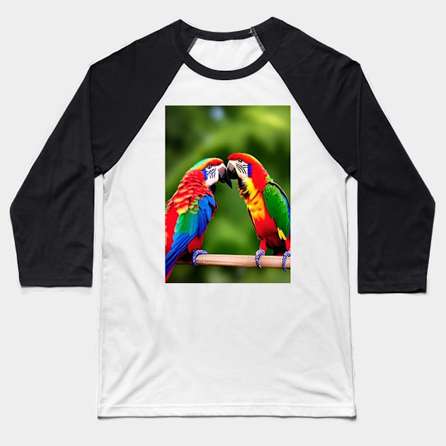 2 LOVEBIRD PARROTS Baseball T-Shirt by sailorsam1805